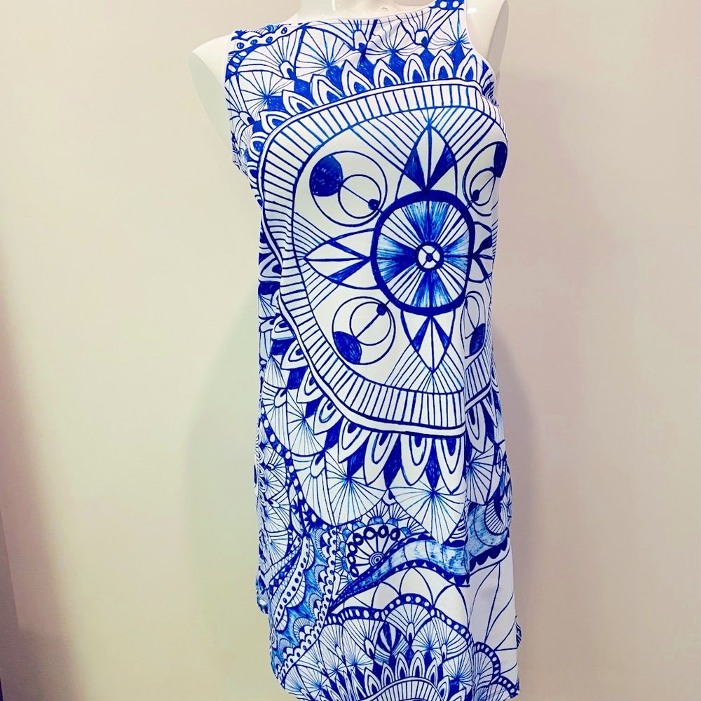 Summer Dress. new with tags. White with blue design size M